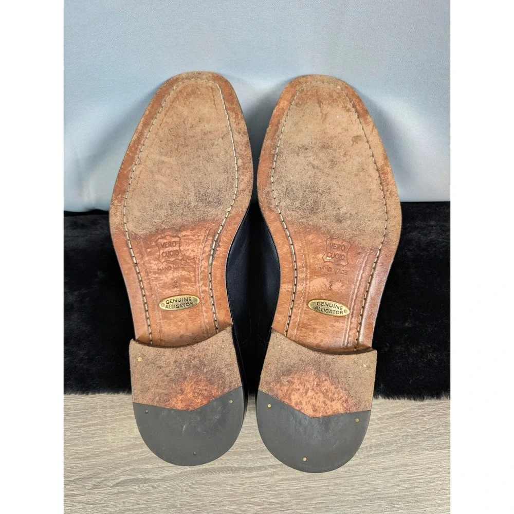 Studio Belvedere Oxford‎ Shoes Mens 8 Black Alligator